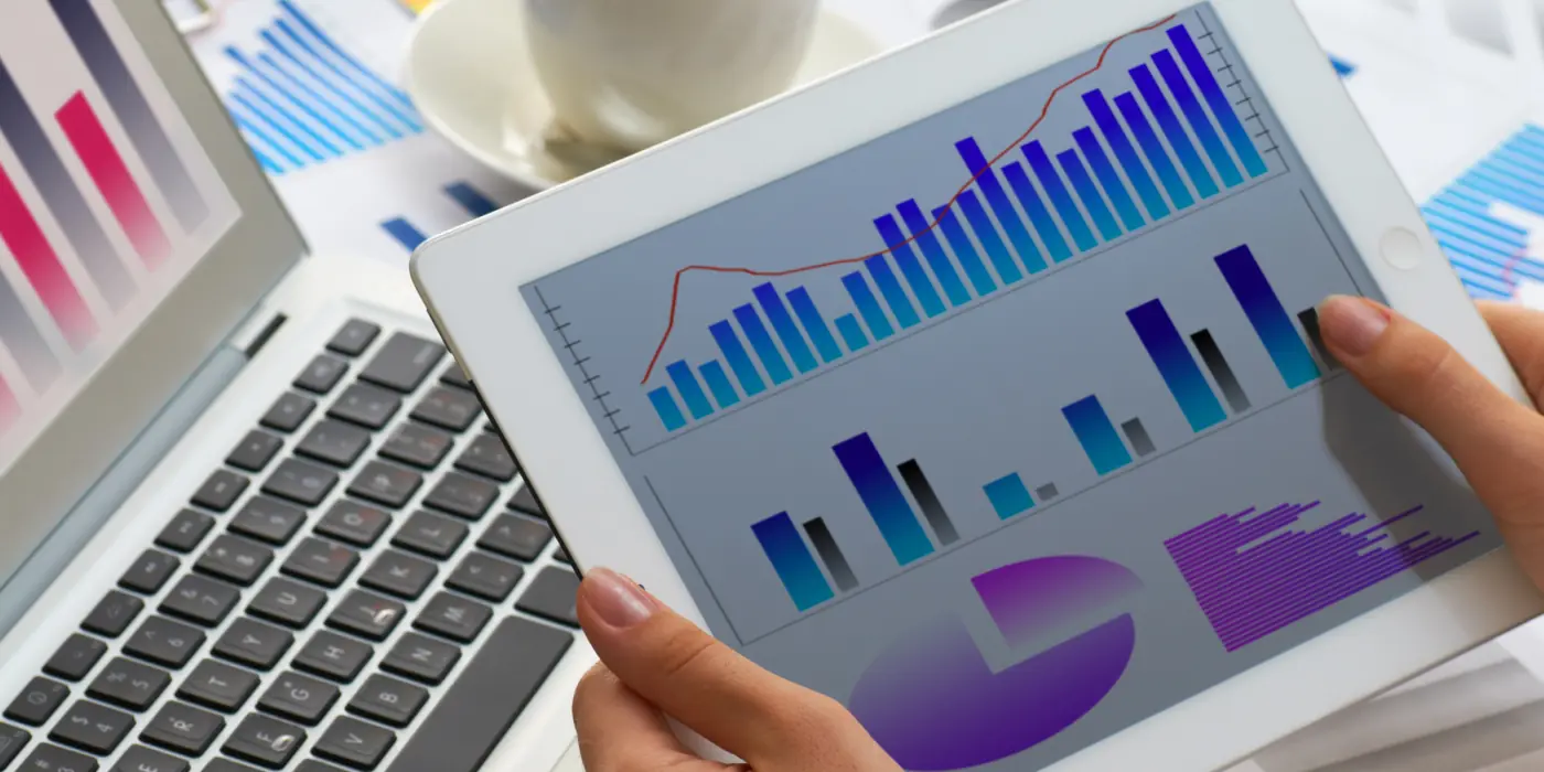 tablet displaying data analytics dashboards to monitor delivery management platform efficiency